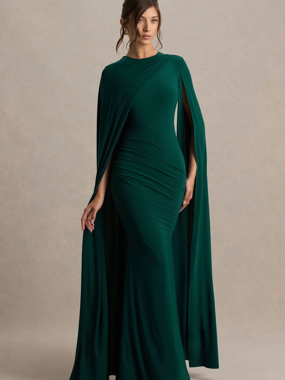 Club L London sold out magdelena green maxi dress with cape